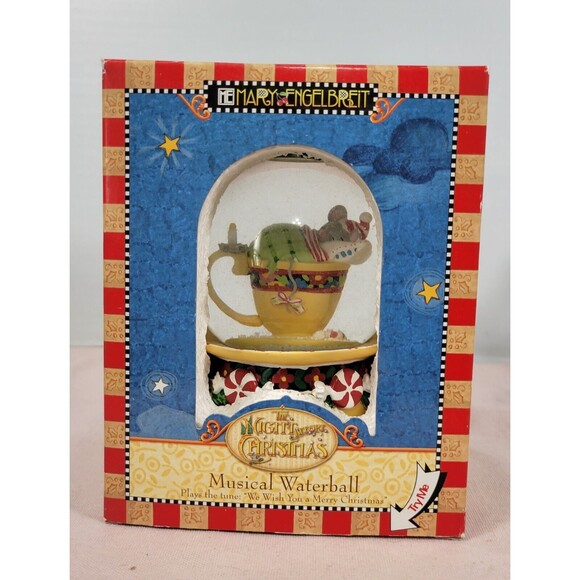 Mary Engelbreit Musical Snow Globe We Wish You a Merry Christmas Enesco 2006 NIB - Picture 1 of 5